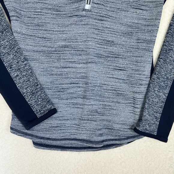 Athleta Half Zip Up Fitted Pullover Heather Blue Womens Medium Reflective Pocket - Picture 2 of 11